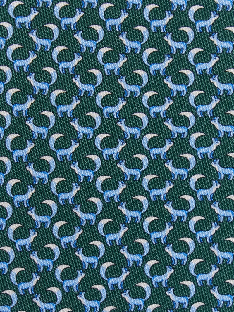 Ferragamo | Men's Paw Print Silk Tie - Dark Green