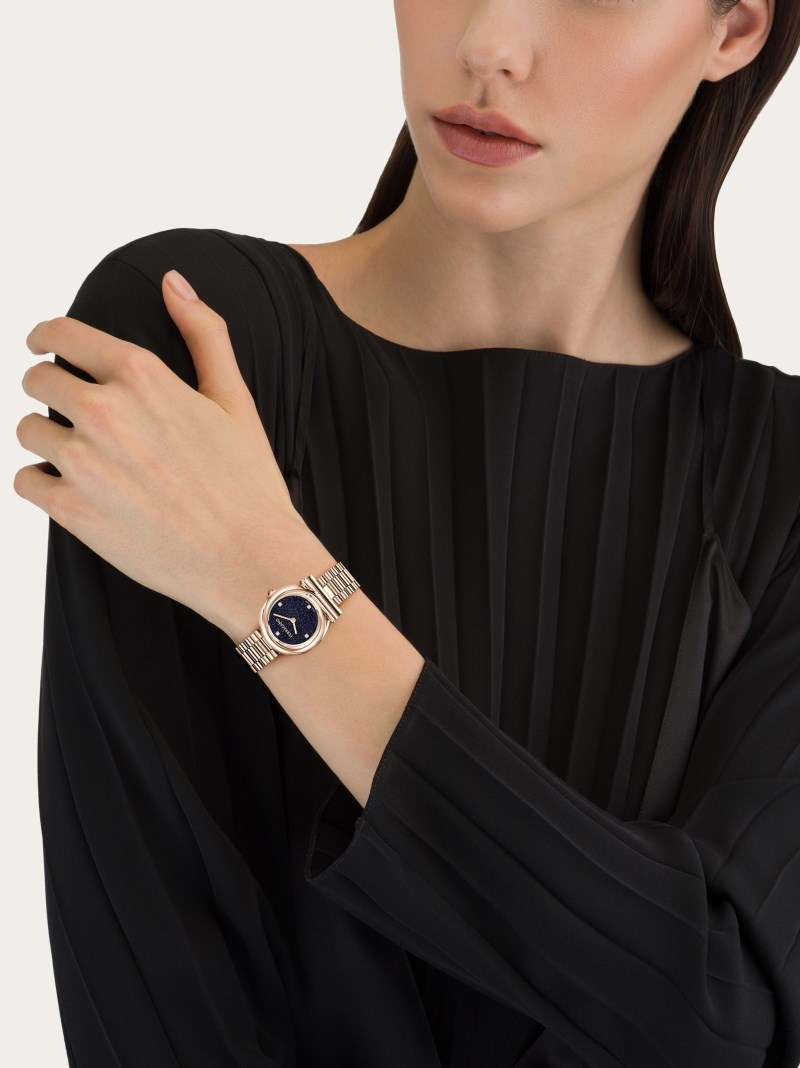 Ferragamo | Women's Gancini Twisted Watch - Ip Rose Gold/Blue