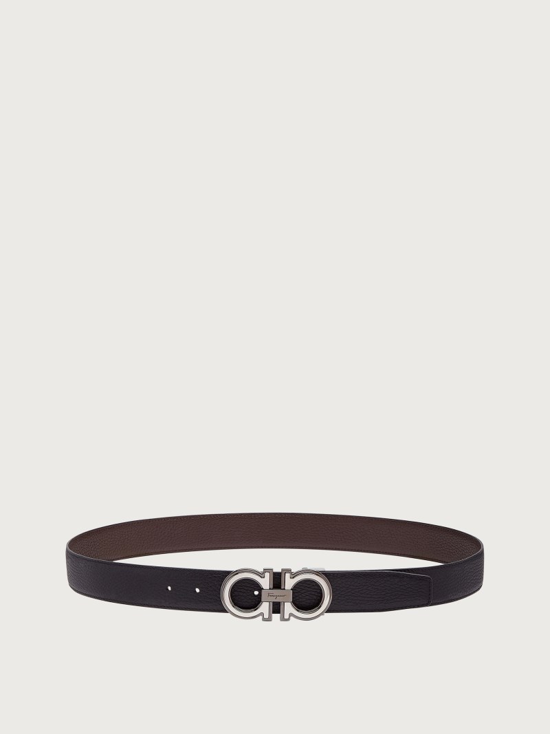 Ferragamo | Men's Reversible And Adjustable Gancini Belt - Black/Brown