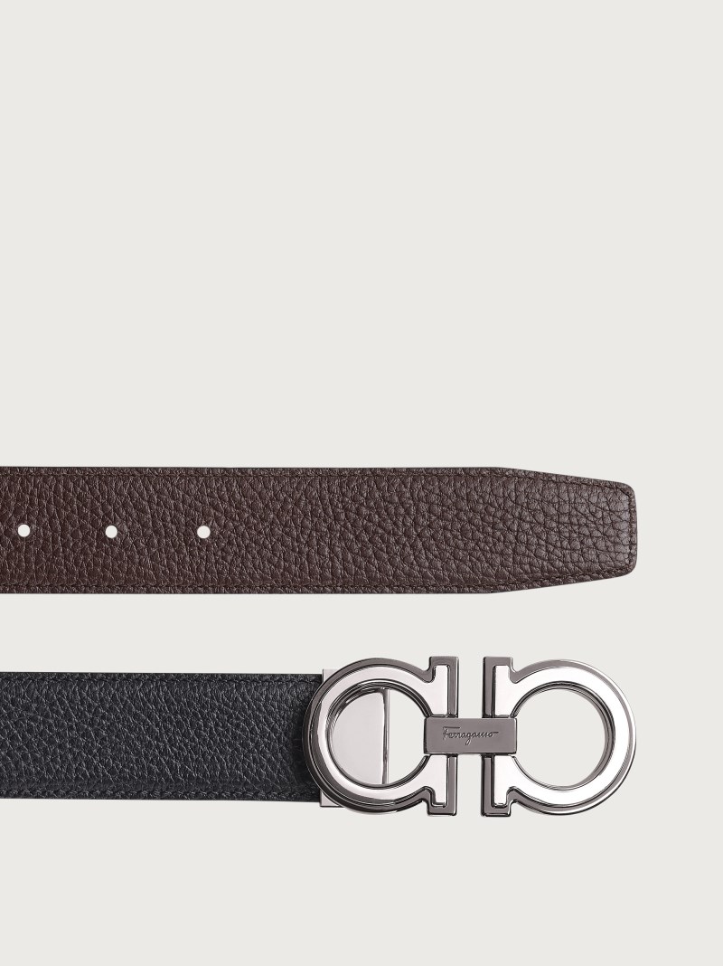 Ferragamo | Men's Reversible And Adjustable Gancini Belt - Black/Brown