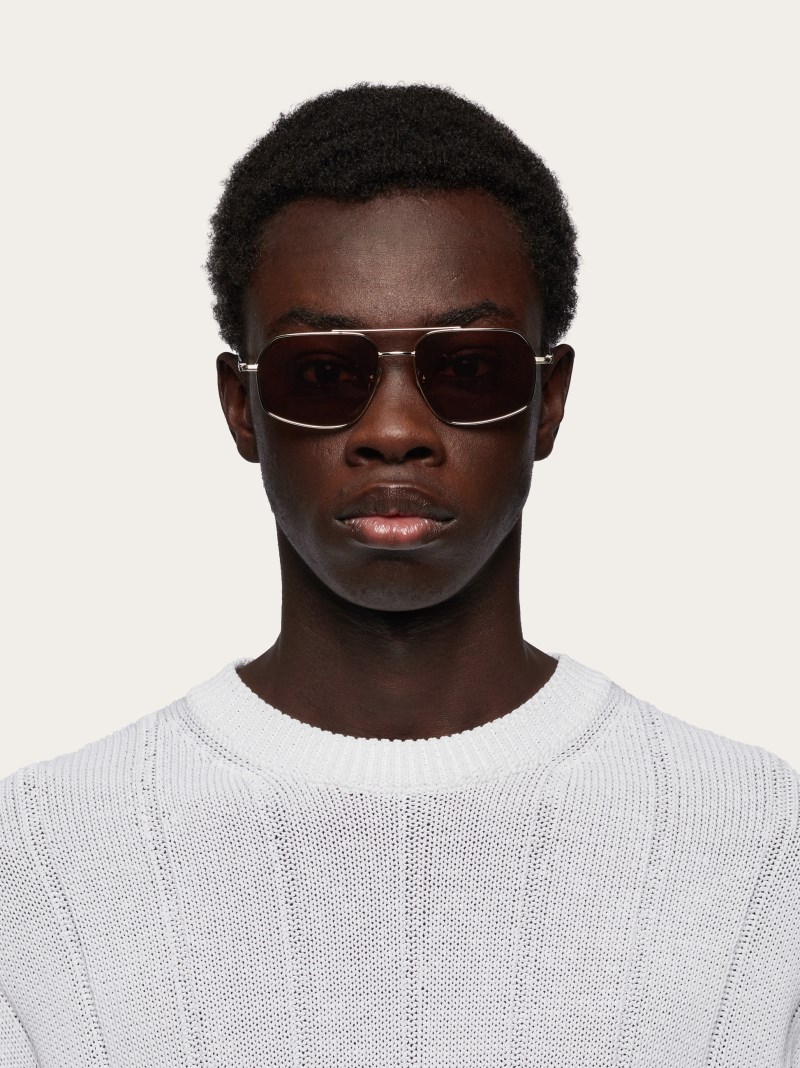 Ferragamo | Men's Sunglasses - Gold/Brown