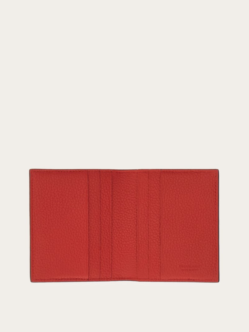 Ferragamo | Men's Monogram Credit Card Holder - Black/Grey/Flame Red