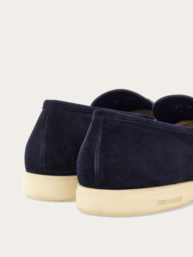 Ferragamo | Men's Casual Loafer With Gancini Ornament - Midnight Blue