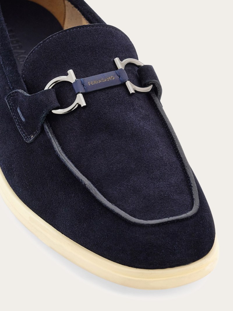 Ferragamo | Men's Casual Loafer With Gancini Ornament - Midnight Blue