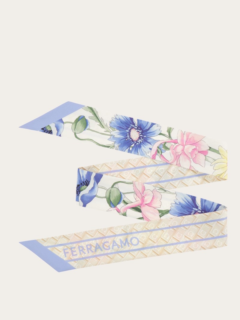 Ferragamo | Women's Bouquet Print Mini Bandeau - Ivory/Light Blue