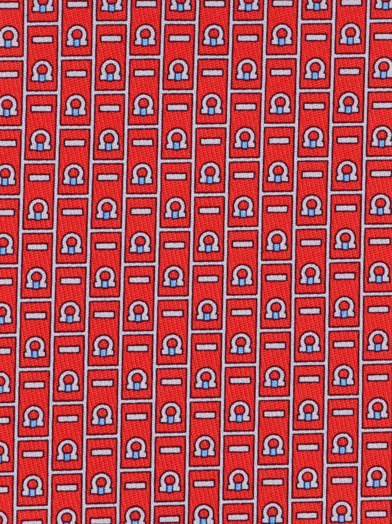 Ferragamo | Men's Monogram Print Silk Tie - Red