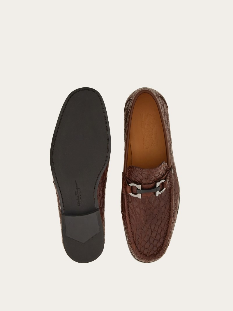 Ferragamo | Men's Moccasin With Gancini Ornament - Chocolate
