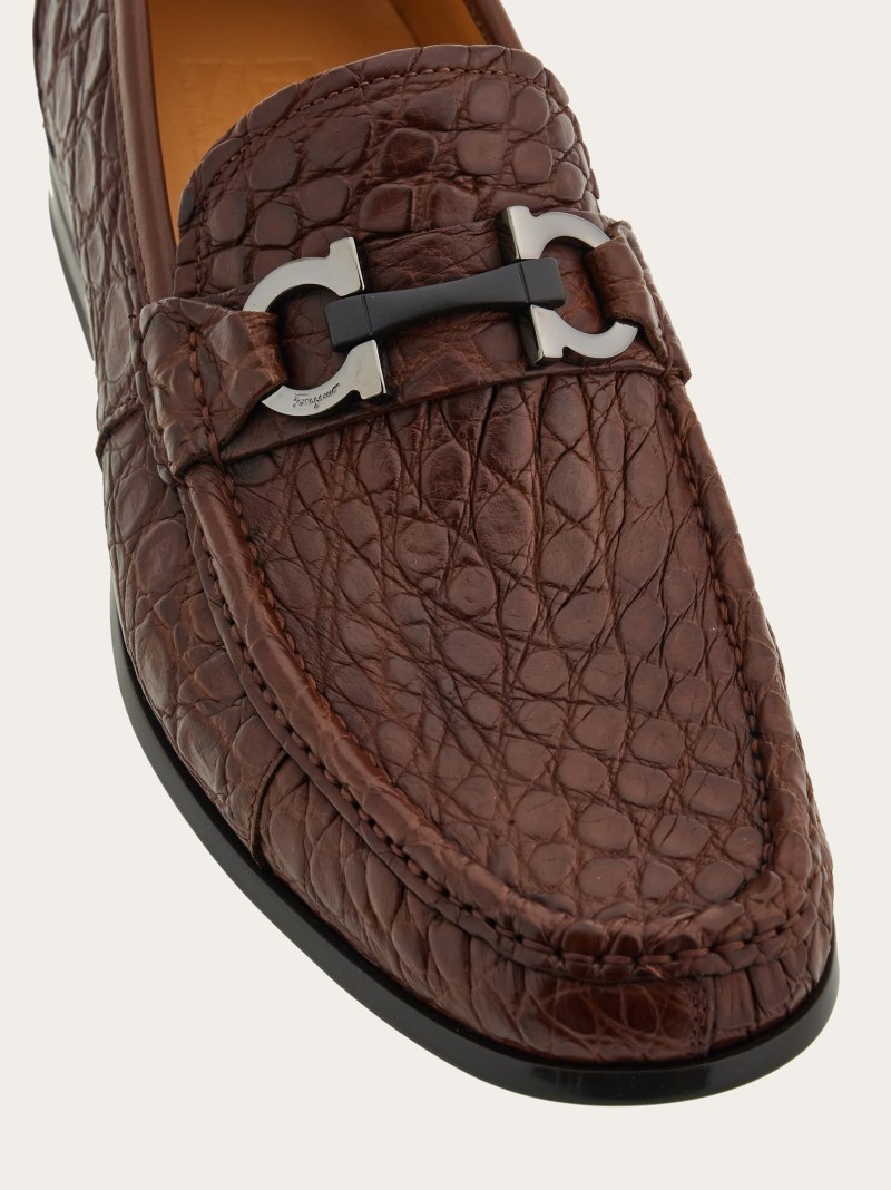 Ferragamo | Men's Moccasin With Gancini Ornament - Chocolate