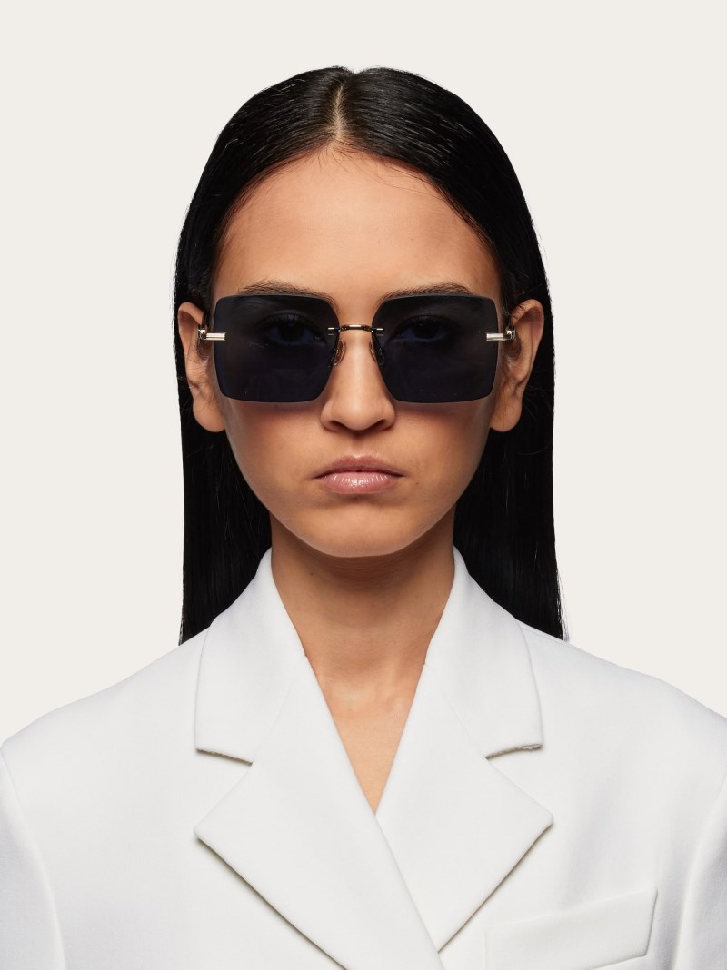 Ferragamo | Women's Sunglasses - Gold/Dark Blue