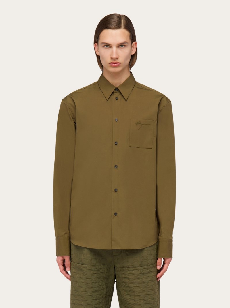 Ferragamo | Men's Long Sleeved Shirt - Olive Green