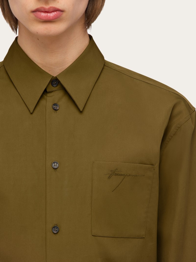 Ferragamo | Men's Long Sleeved Shirt - Olive Green