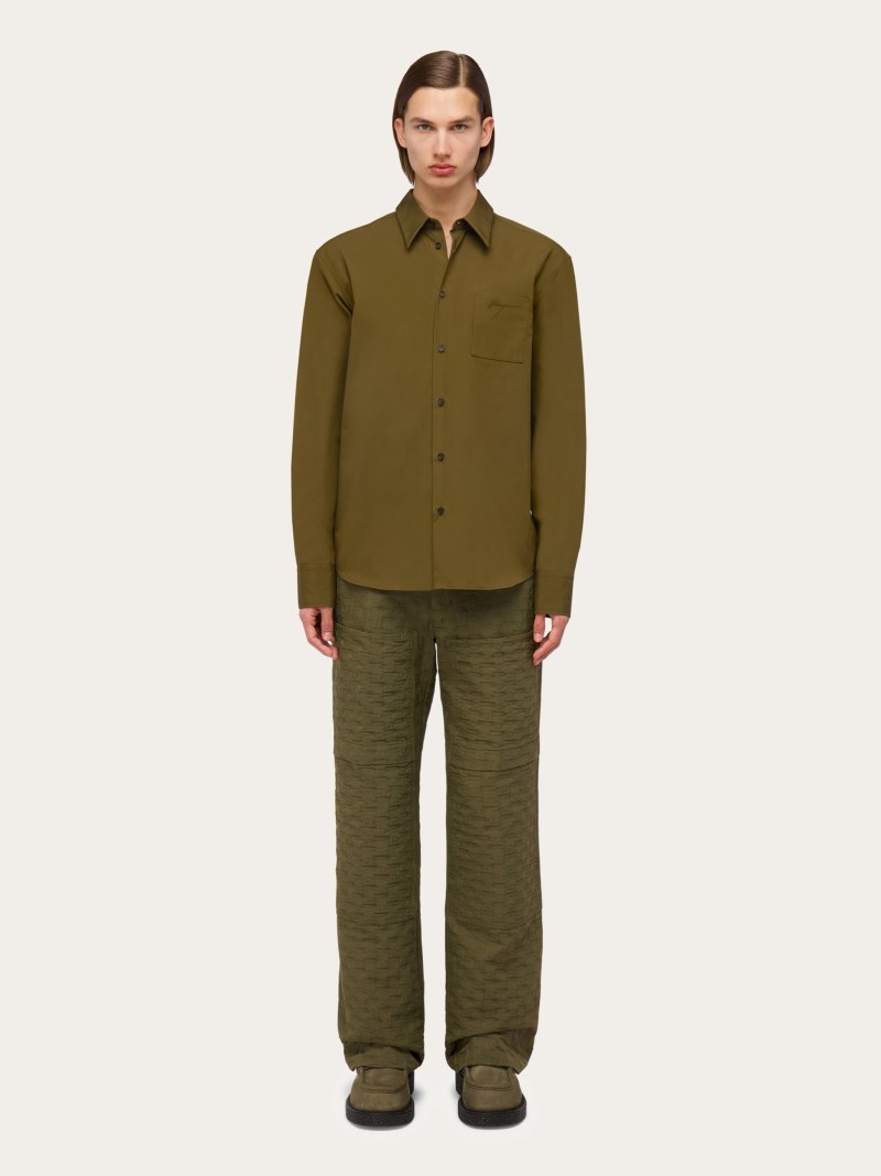 Ferragamo | Men's Long Sleeved Shirt - Olive Green
