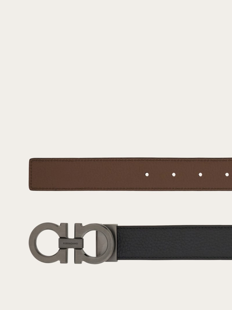 Ferragamo | Men's Reversible And Adjustable Gancini Belt - Black/Clay