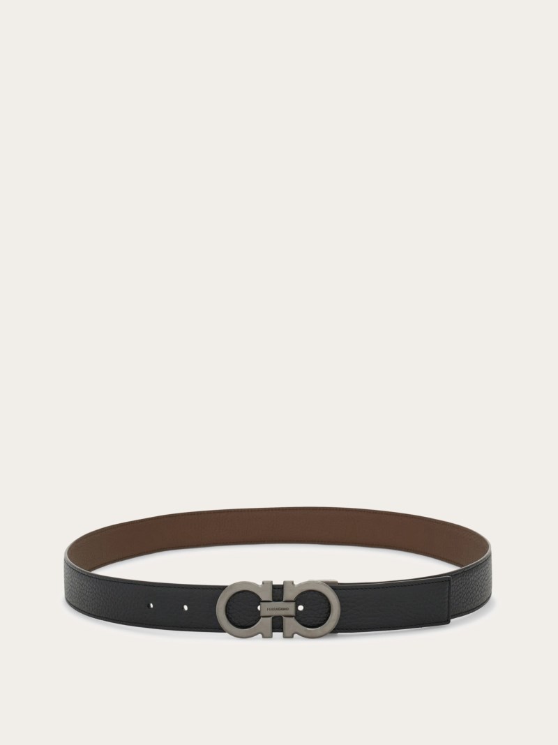 Ferragamo | Men's Reversible And Adjustable Gancini Belt - Black/Clay
