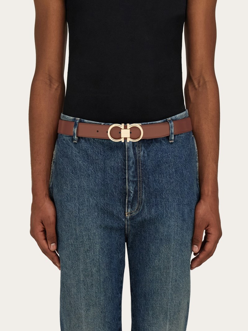 Ferragamo | Men's Reversible And Adjustable Gancini Belt - Brown/Black