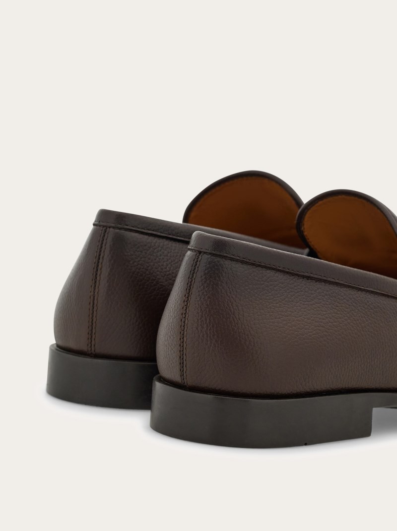 Ferragamo | Men's Moccasin With Gancini Ornament - Testa Di Moro