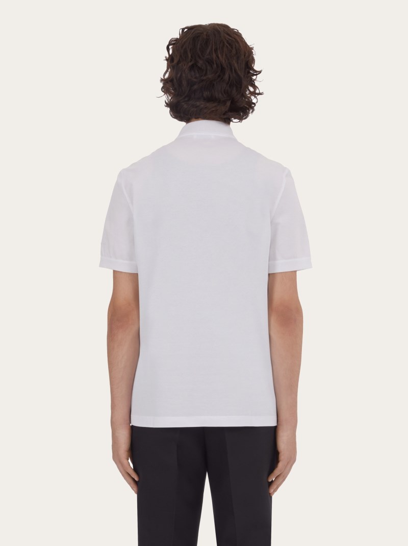 Ferragamo | Men's Polo With Zip Collar - Optic White