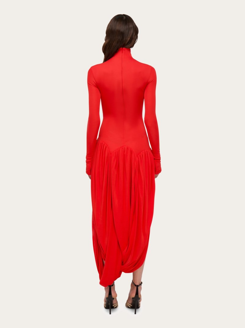 Ferragamo | Women's Turtleneck Dress With Tulip Skirt - Red