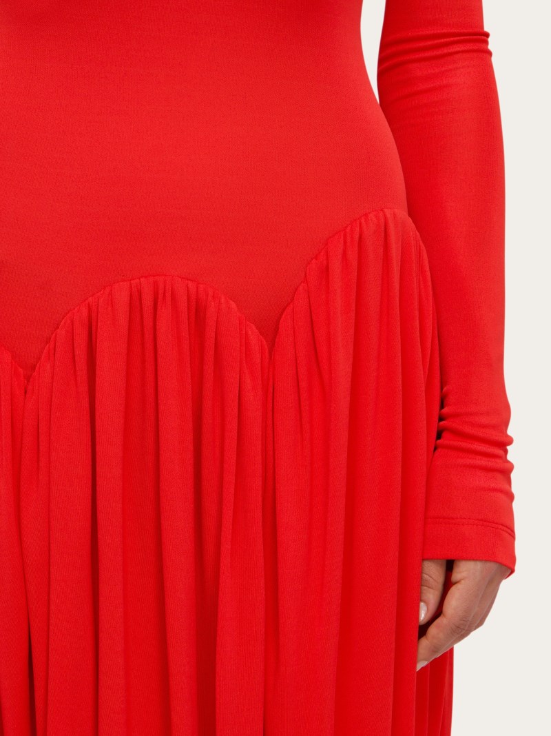 Ferragamo | Women's Turtleneck Dress With Tulip Skirt - Red