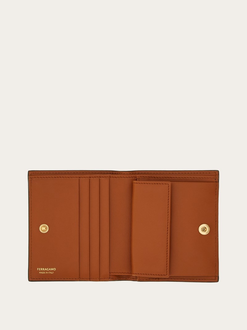 Ferragamo | Women's Compact Wallet - Black/Cognac
