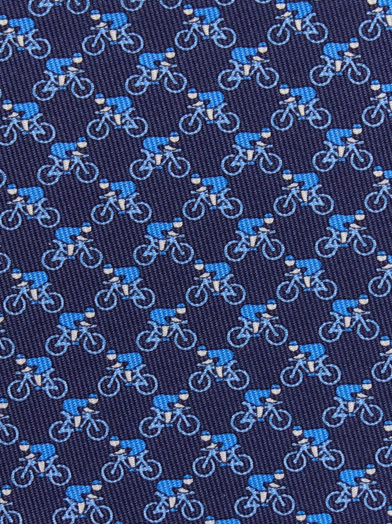 Ferragamo | Men's Cyclist Print Silk Tie - Navy Blue