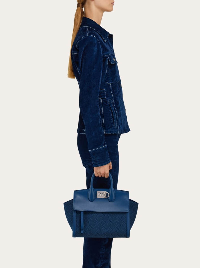 Ferragamo | Women's Monogram Studio Soft Bag - Teal Blue