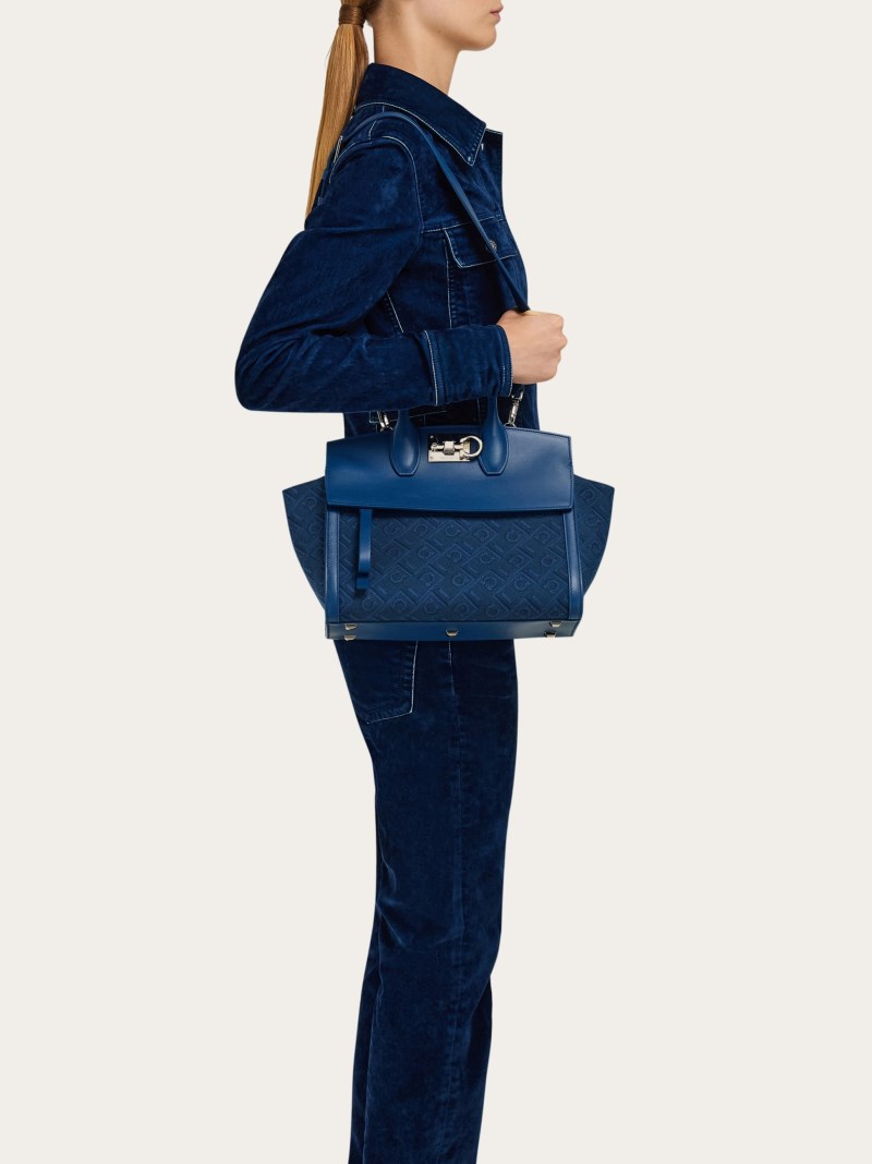 Ferragamo | Women's Monogram Studio Soft Bag - Teal Blue