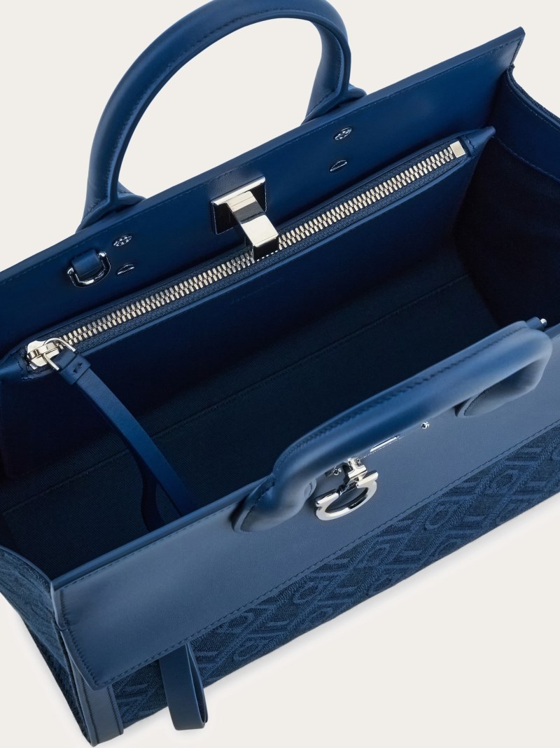 Ferragamo | Women's Monogram Studio Soft Bag - Teal Blue