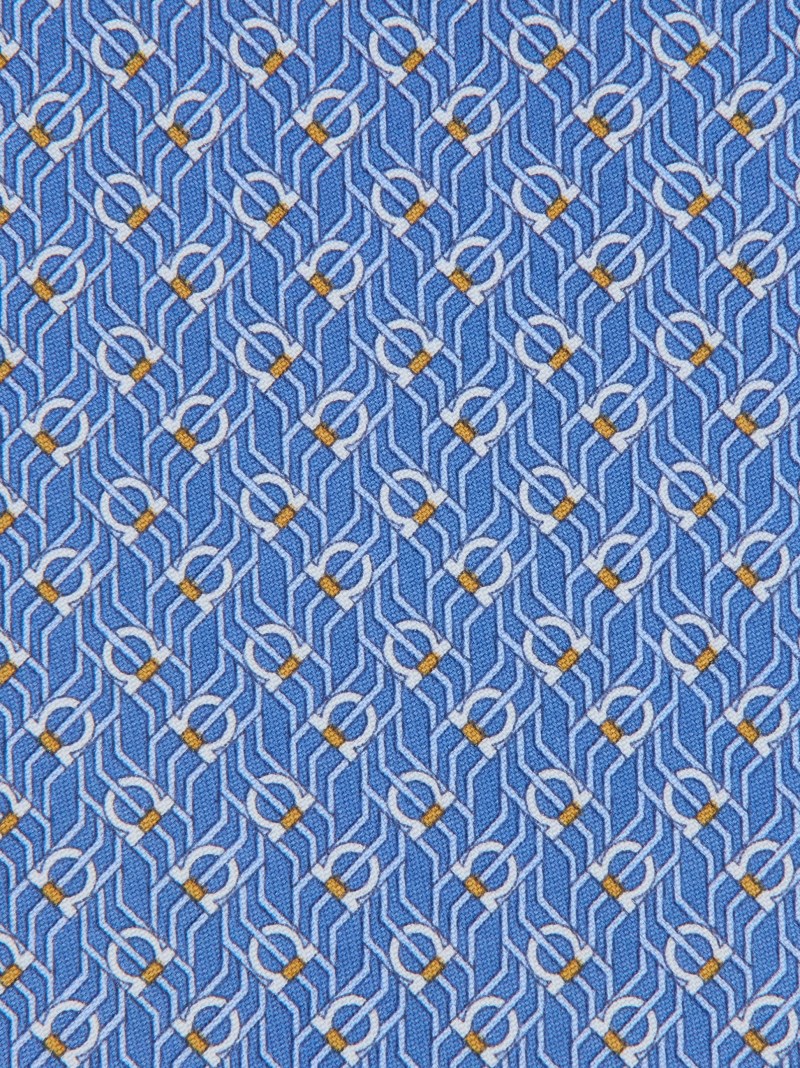 Ferragamo | Men's Tetris Print Silk Tie - Light Blue