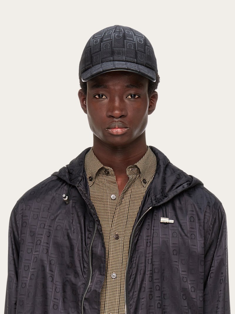 Ferragamo | Men's Baseball Cap With Gancini Monogram - Black