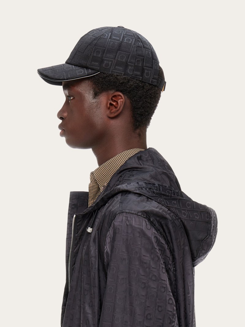 Ferragamo | Men's Baseball Cap With Gancini Monogram - Black