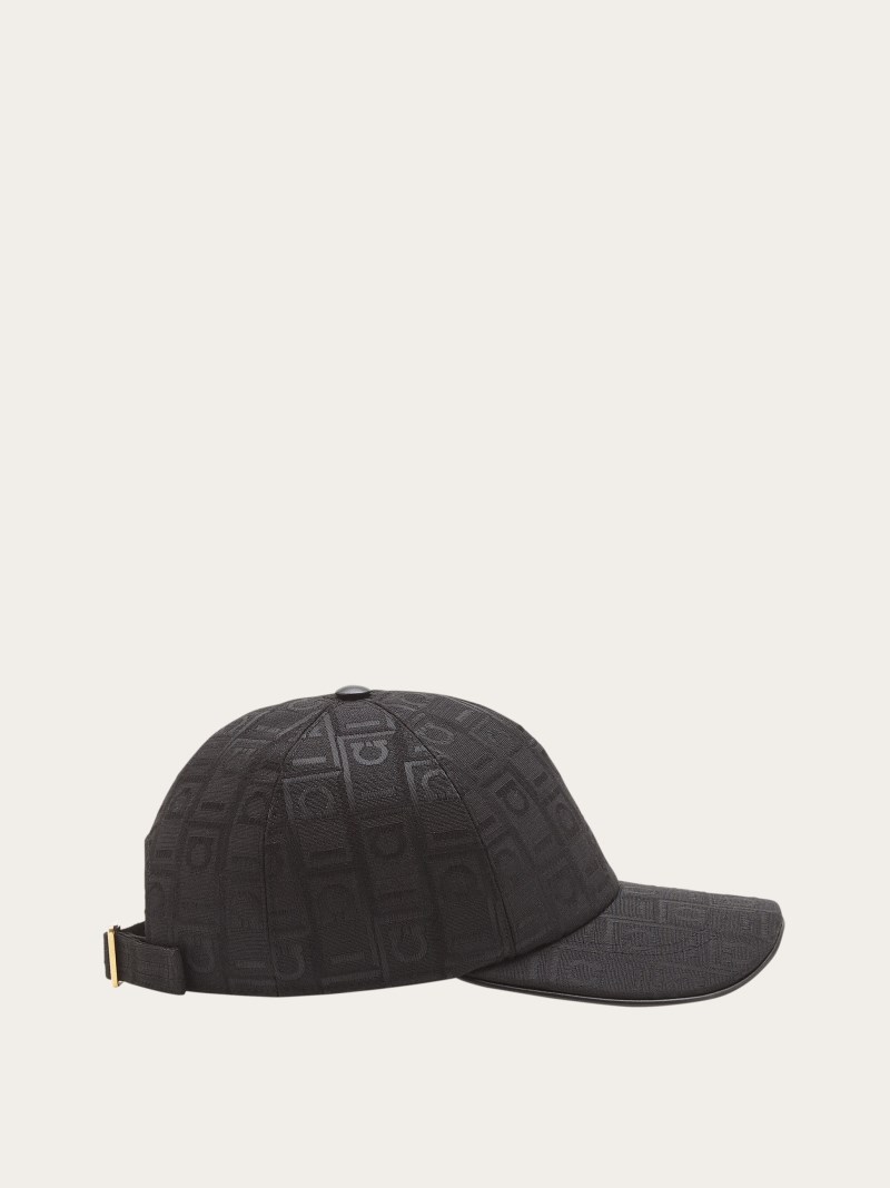 Ferragamo | Men's Baseball Cap With Gancini Monogram - Black