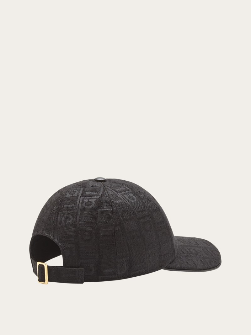 Ferragamo | Men's Baseball Cap With Gancini Monogram - Black