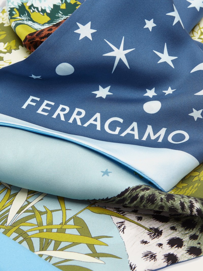 Ferragamo | Women's Day &Amp; Night Print Silk Bandeau - Light Blue/Lime