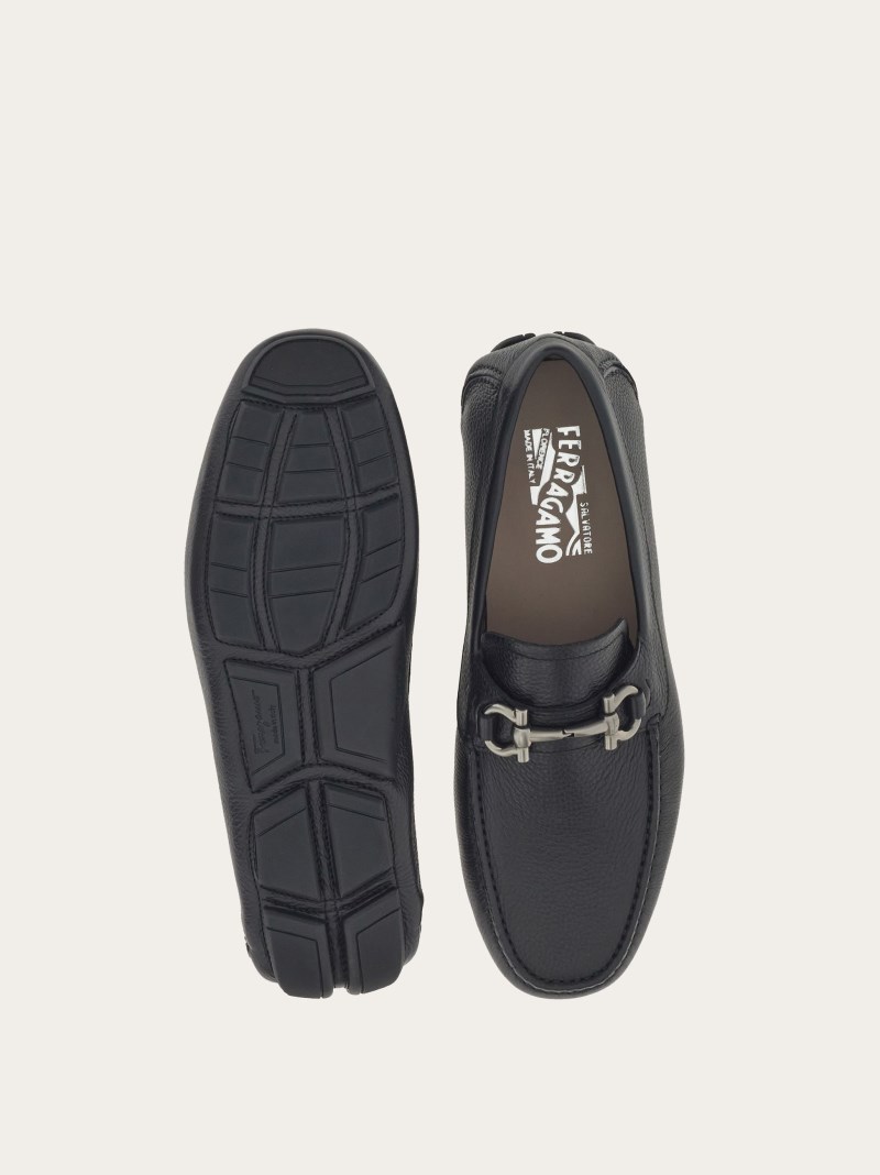 Ferragamo | Men's Driver With Gancini Ornament - Black
