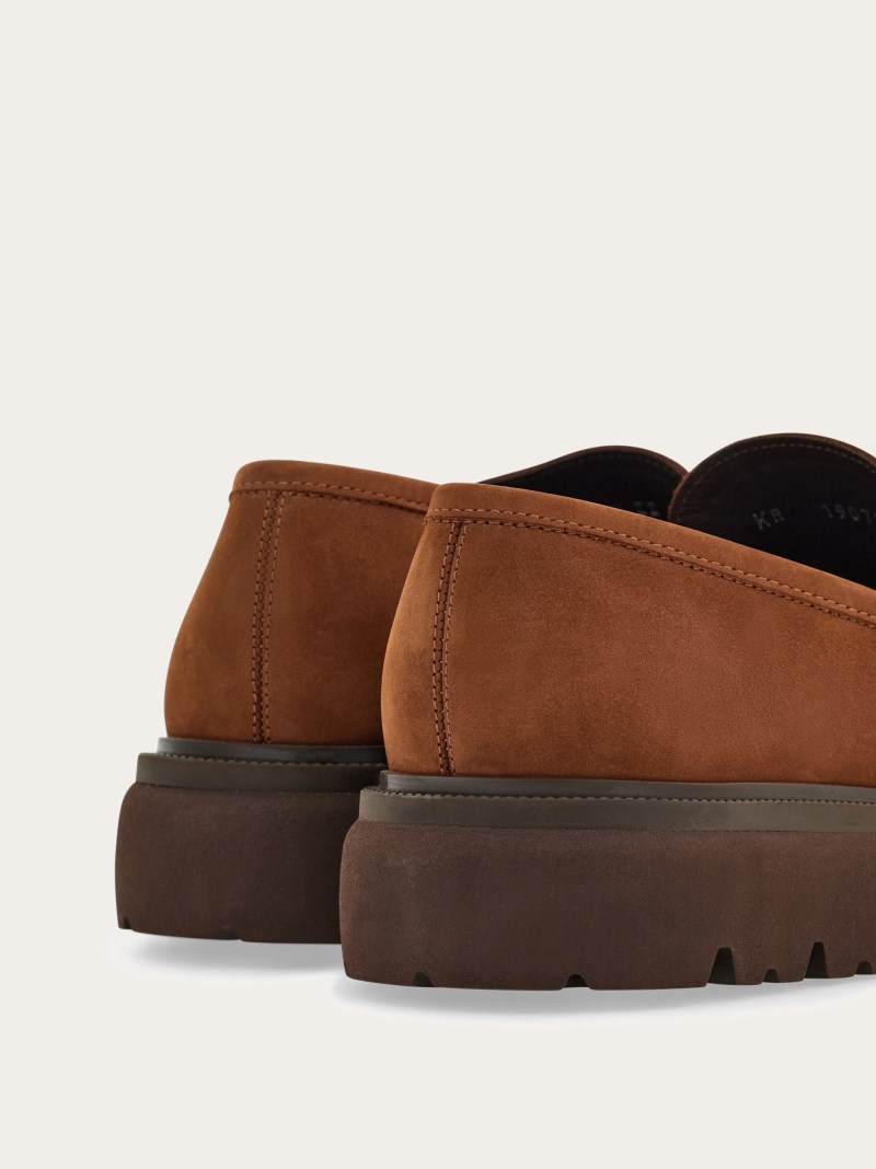 Ferragamo | Men's Moccasin With Gancini Ornament - Brown