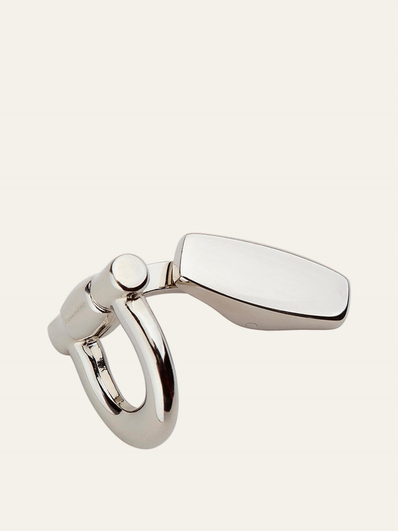 Ferragamo | Men's Gancini Cufflinks - Palladium