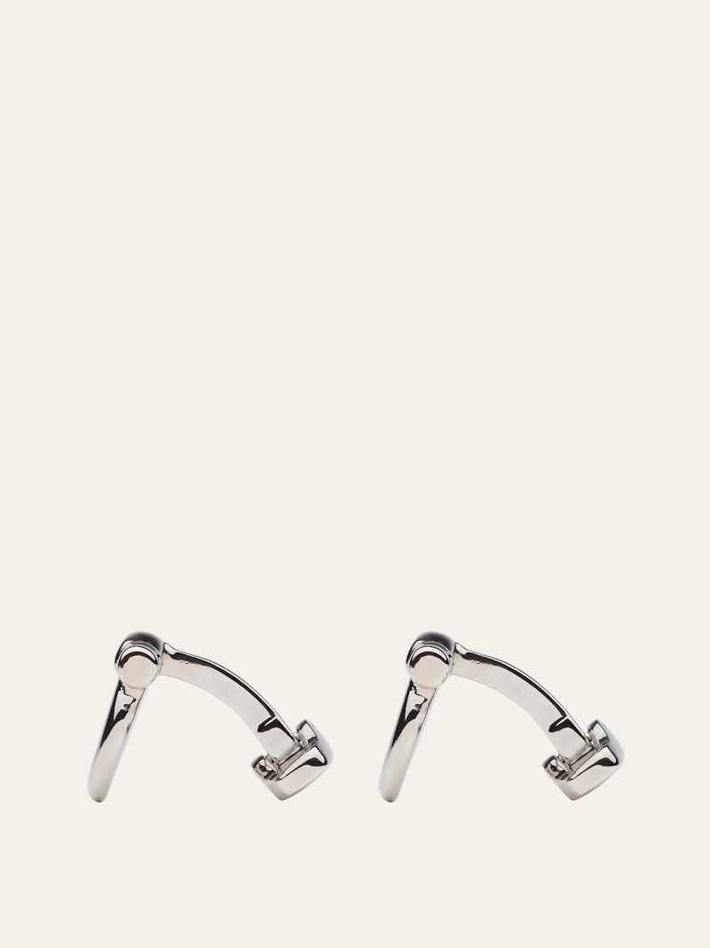Ferragamo | Men's Gancini Cufflinks - Palladium
