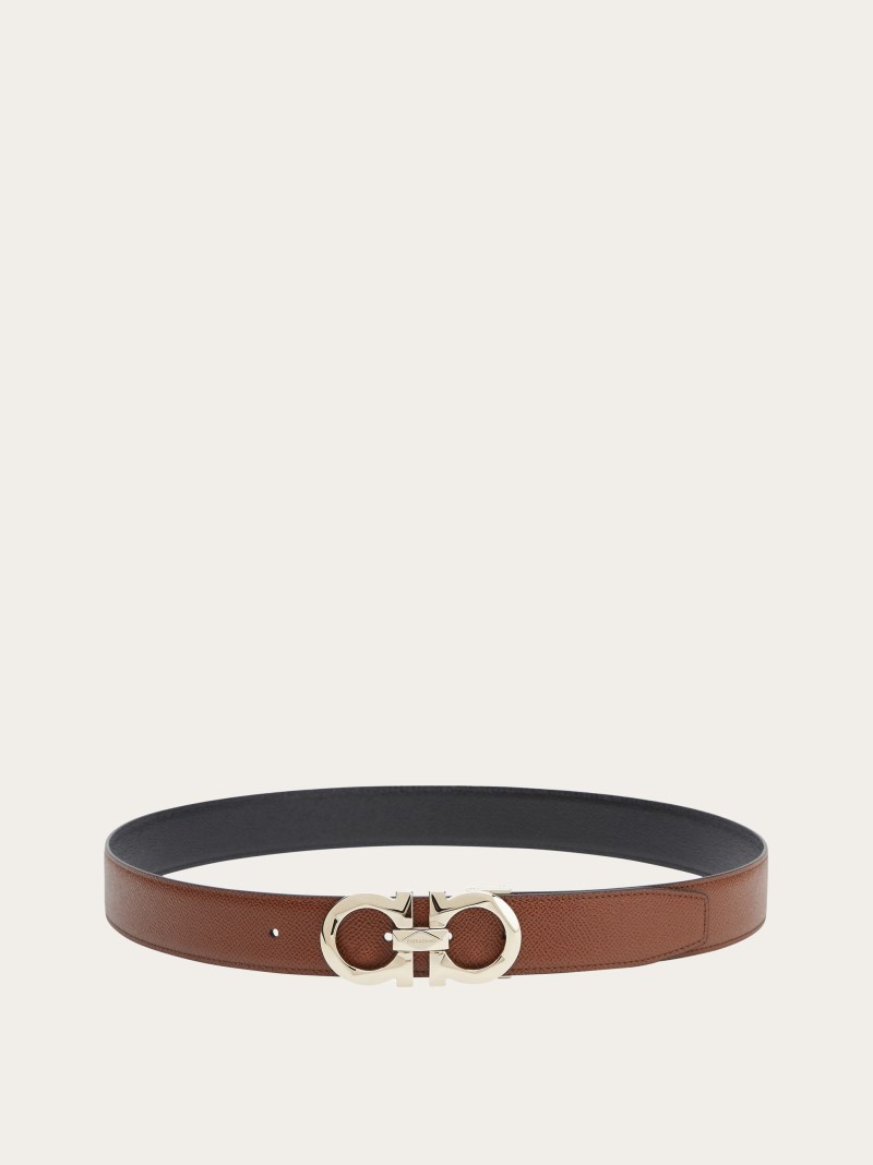 Ferragamo | Men's Reversible And Adjustable Gancini Belt - Briar/Black