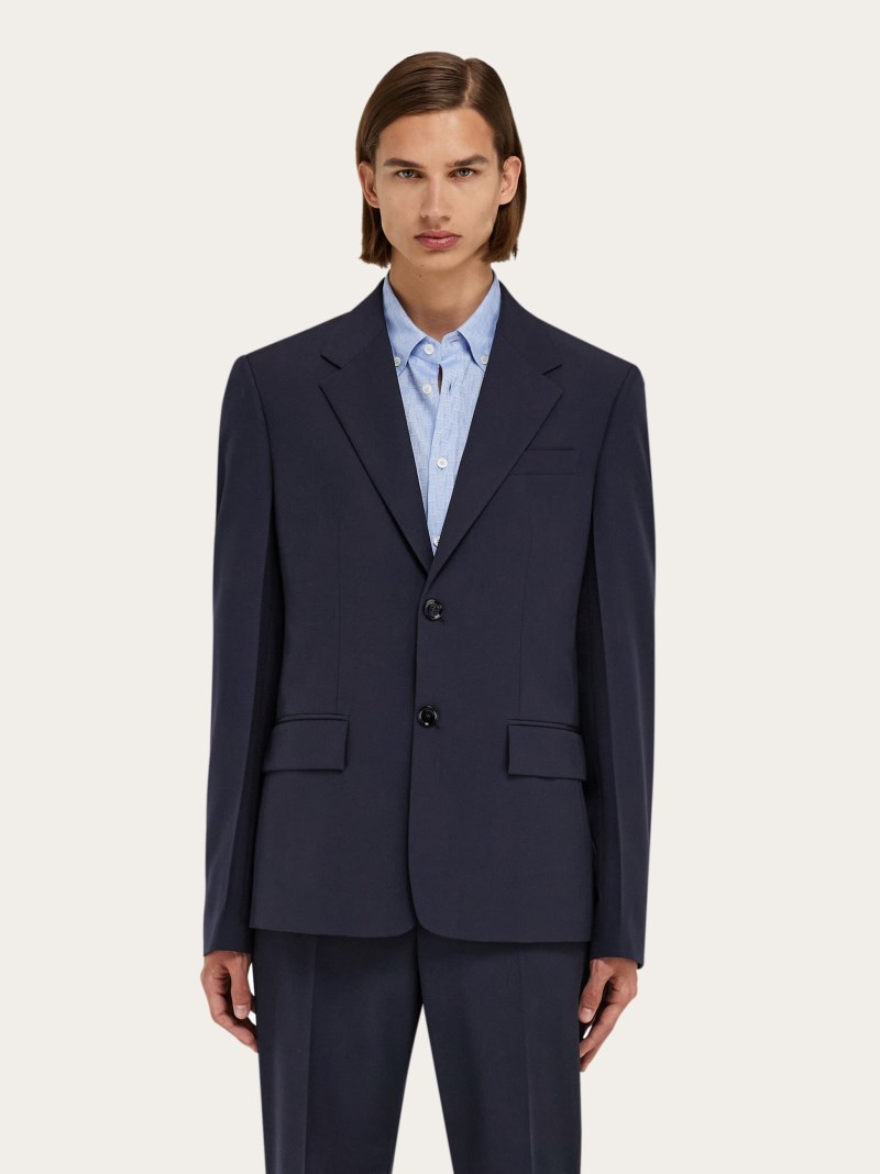 Ferragamo | Men's Tailored Single-Breasted Blazer - New Navy Blue