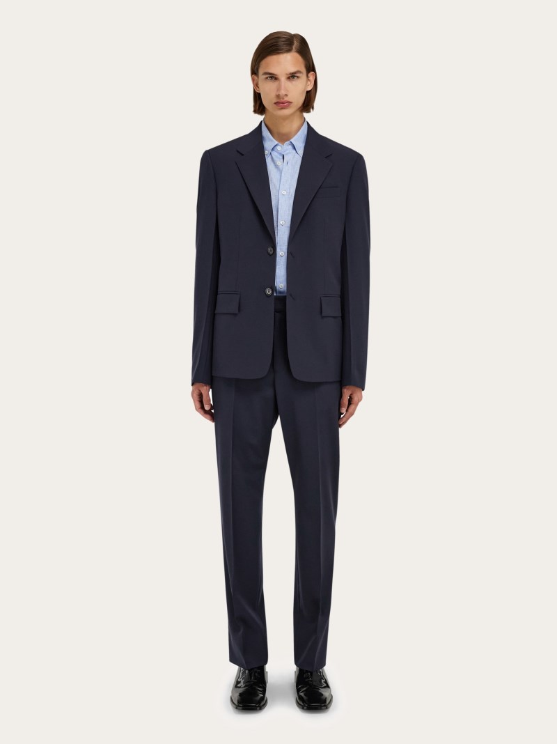 Ferragamo | Men's Tailored Single-Breasted Blazer - New Navy Blue