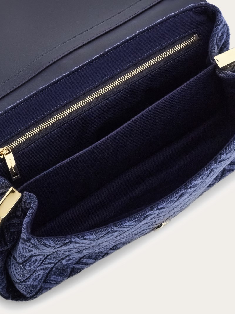 Ferragamo | Women's Front Flap Crossbody Bag - Denim/Midnight Blue