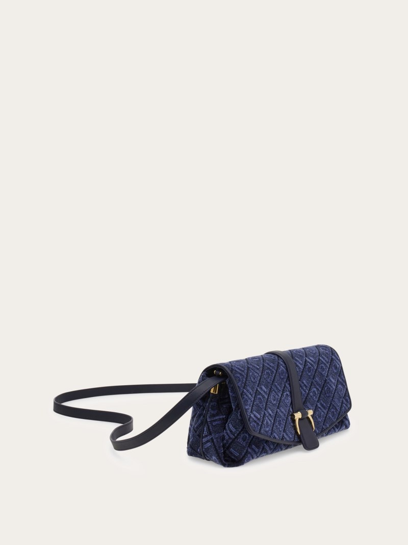 Ferragamo | Women's Front Flap Crossbody Bag - Denim/Midnight Blue