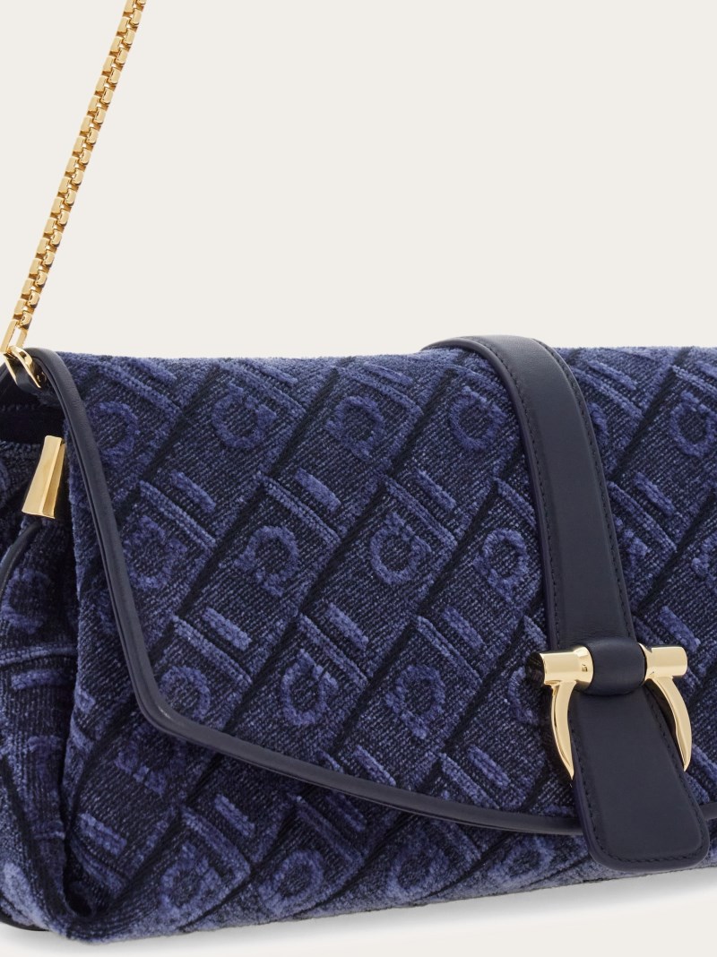 Ferragamo | Women's Front Flap Crossbody Bag - Denim/Midnight Blue
