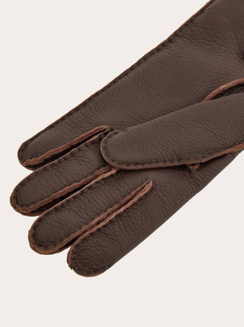Ferragamo | Men's Lined Gloves - Dark Brown