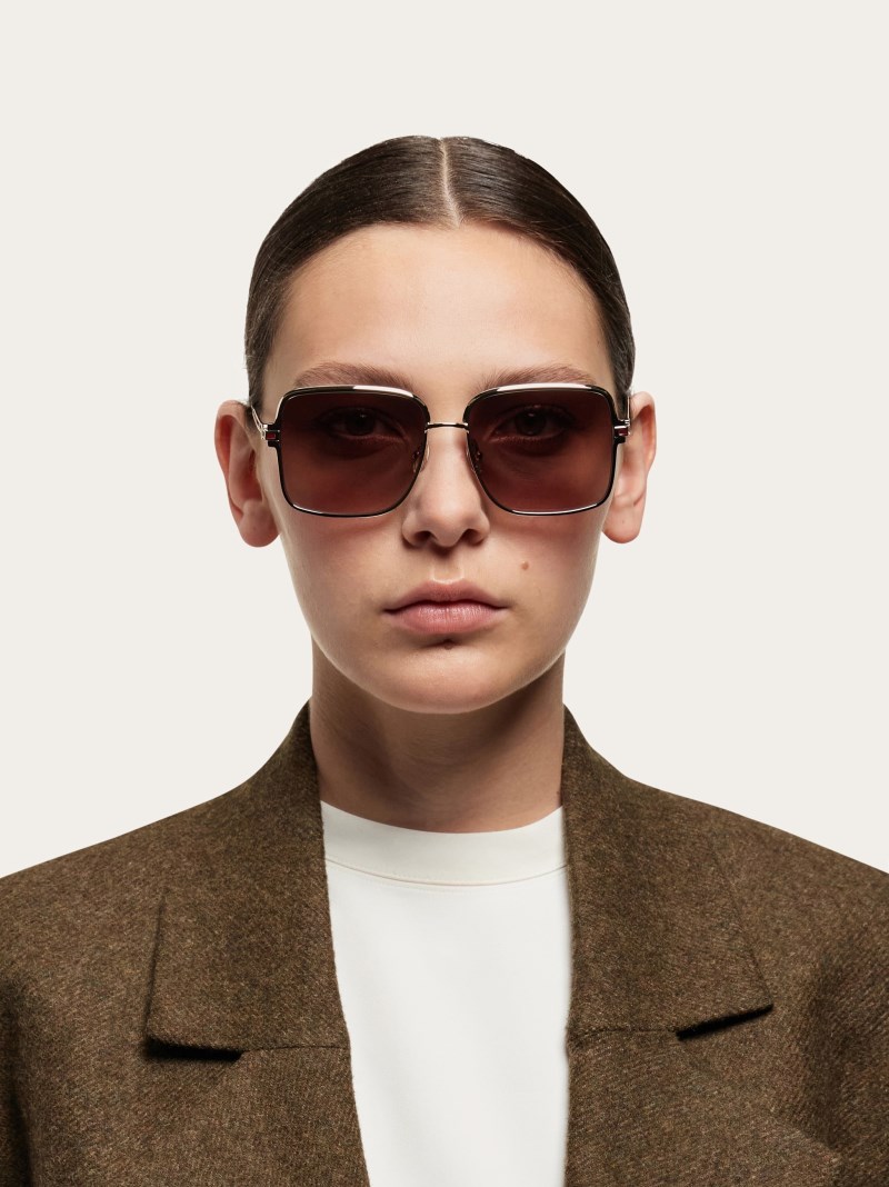 Ferragamo | Women's Sunglasses - Gold/Brown