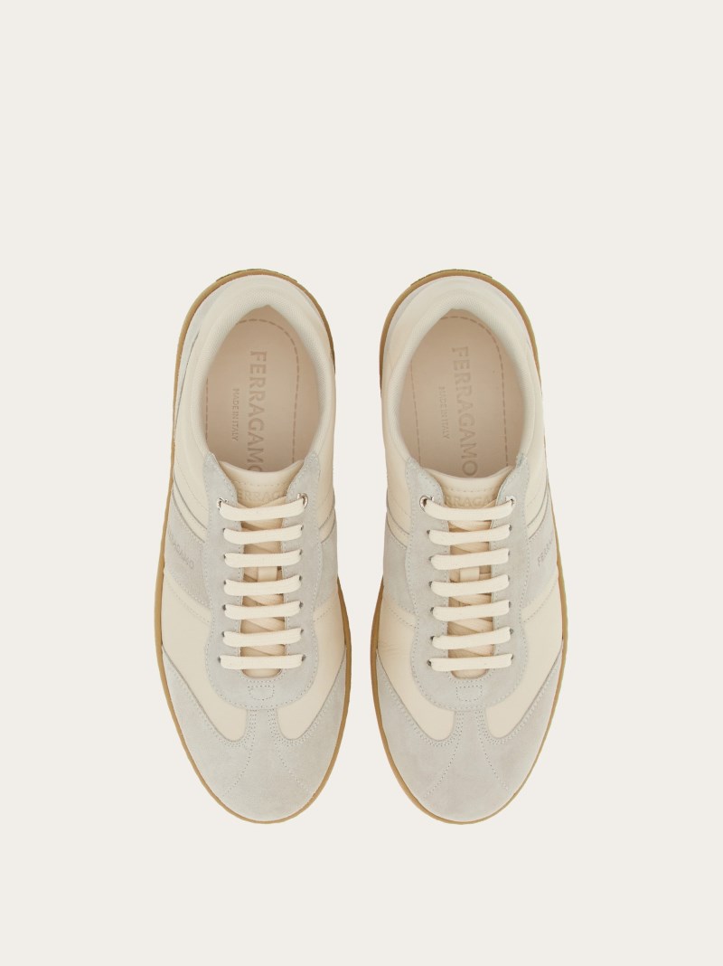 Ferragamo | Men's Low Top Sneaker With Signature - Mascarpone