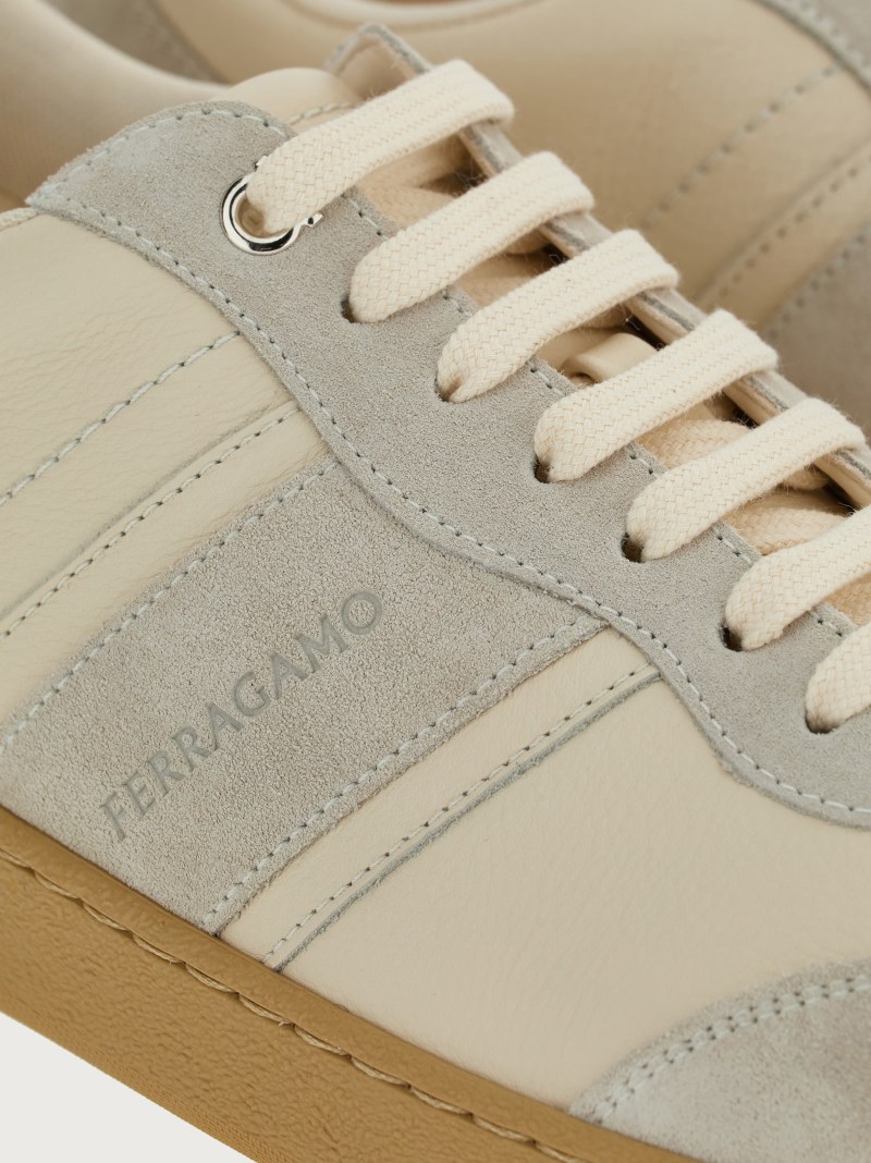 Ferragamo | Men's Low Top Sneaker With Signature - Mascarpone