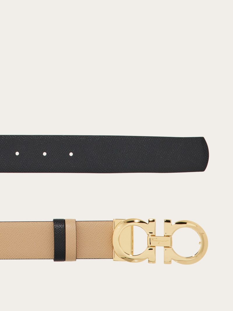 Ferragamo | Women's Reversible And Adjustable Gancini Belt - Macadamia/Black