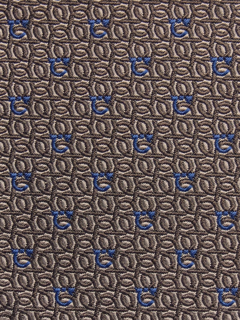 Ferragamo | Men's Gancini Jacquard Tie - Gray/Blue